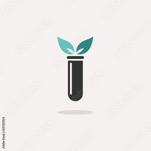Lab plant. Icon with shadow on a beige background. Pharmacy vector illustration
