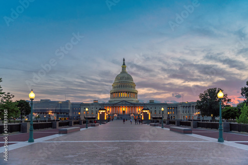 Washington DC, The United States Capitol at sunset.