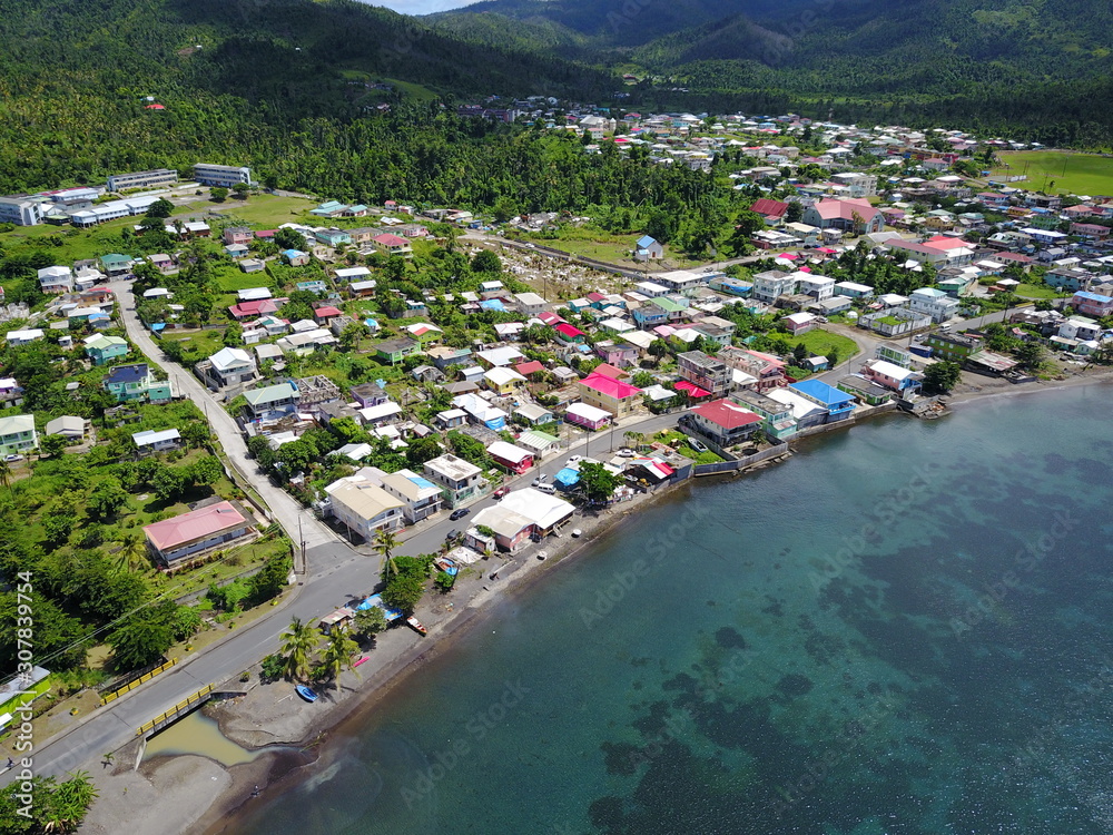 Portsmouth aerial view, Dominica, Caribbean