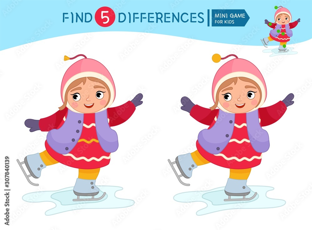 Vetor de Find differences. Educational game for children. Cartoon ...