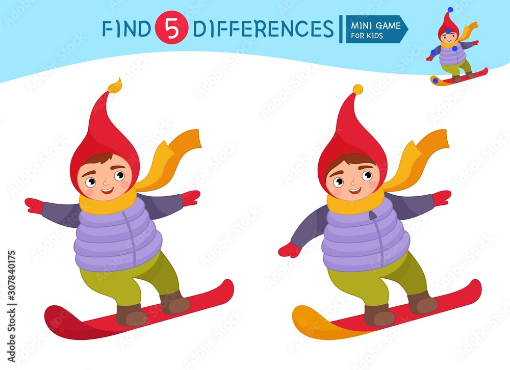 Vetor de Find differences. Educational game for children. Cartoon ...