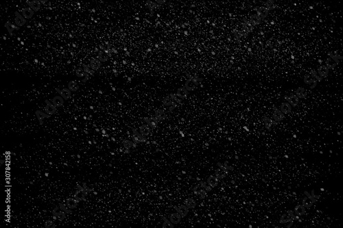 snow flakes fall isolated on black background
