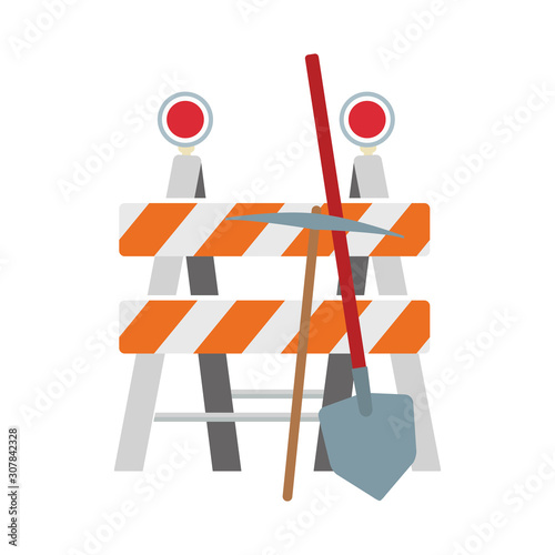 safety barrier with pickaxe and shovel icon