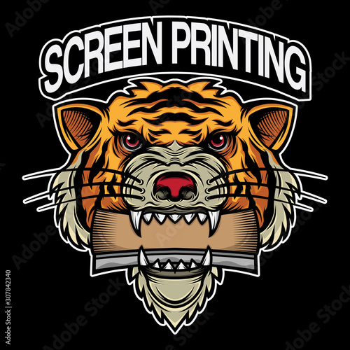 screen printing logo design head tiger