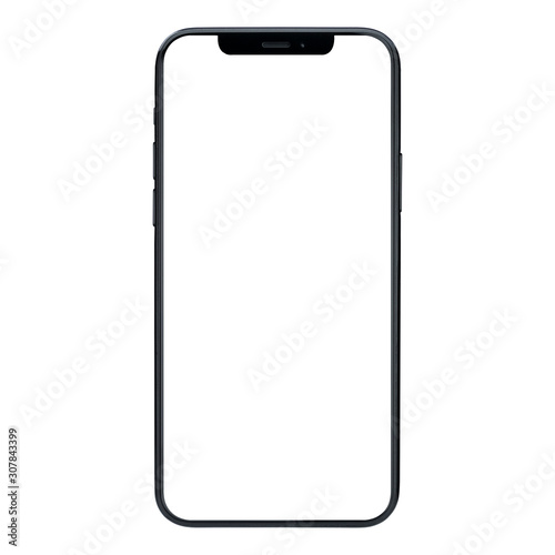 Phone display with blank white screen, Mobile phone isolated on white background with clipping path.