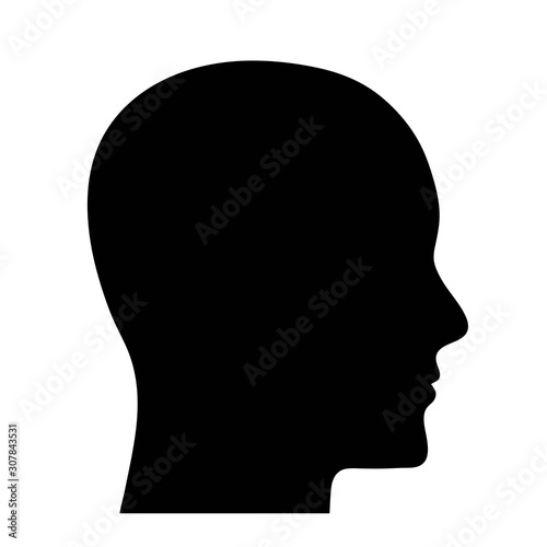 Human head profile black shadow silhouette vector illustration isolated on white background