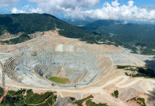 open pit copper mine view in indonesia photo