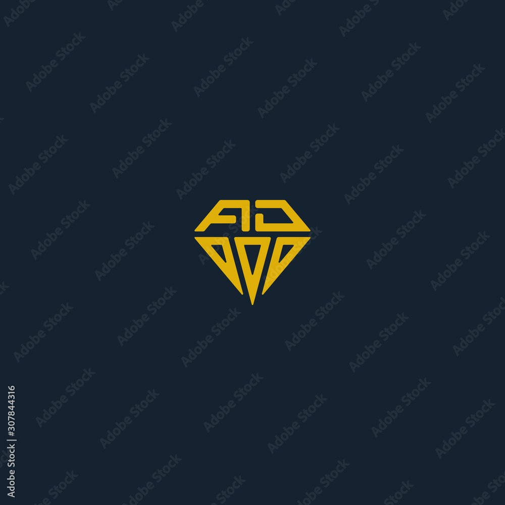 Combination of initial letter AD and diamond logo design vector Combination of initial letter AD and diamond logo design vector