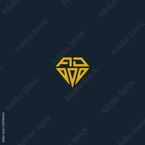 Combination of initial letter AD and diamond logo design vector