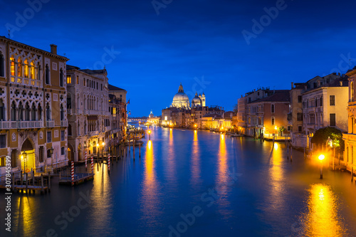 Venice city at dusk with Santa Maria della Salute Basilica  Italy