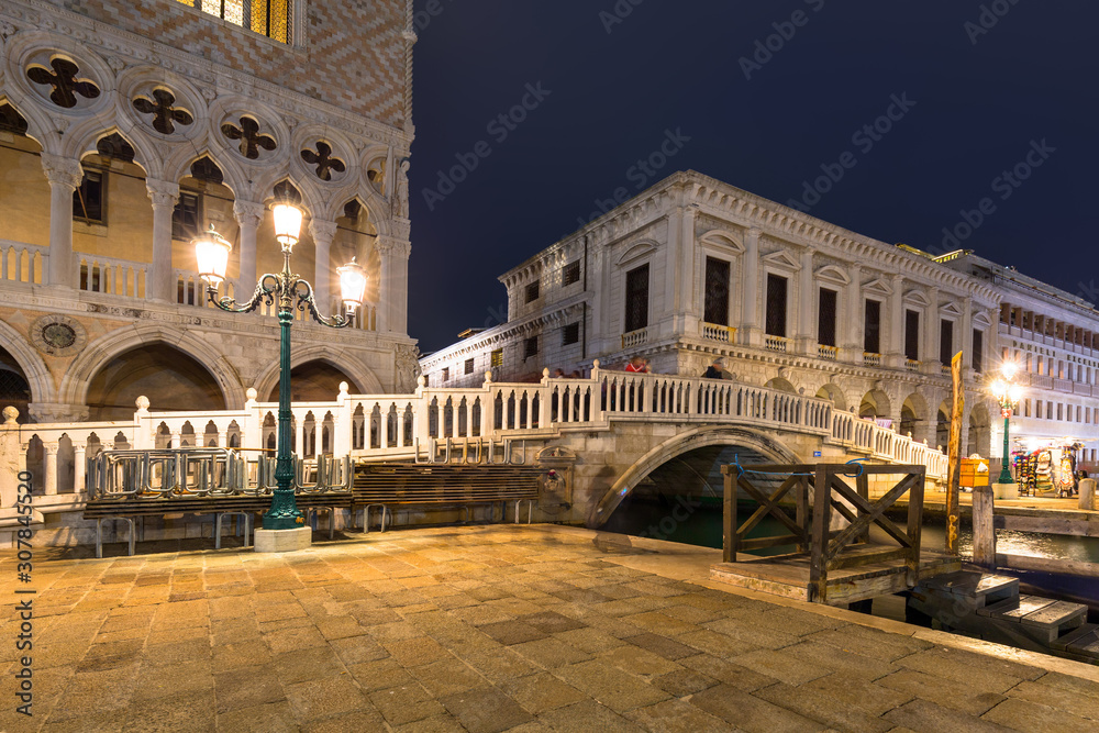 Amazing architecture of the Doges Palace on the San Marco square of Venice, Italy