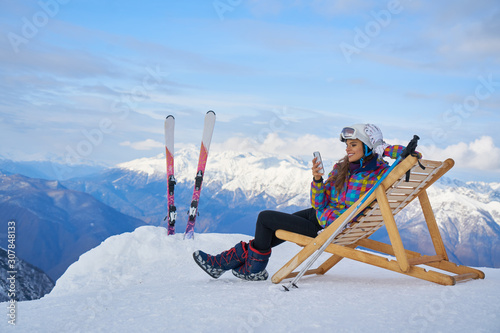 woman resting after a winter sports