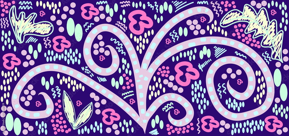 Fototapeta premium Abstract color fun cartoon texture template for Doodle modern background.
