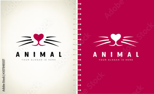 Animal logo. Nose and whiskers vector. Pet muzzle.