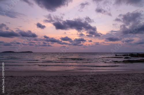 Sunset light and beautiful clouds on background