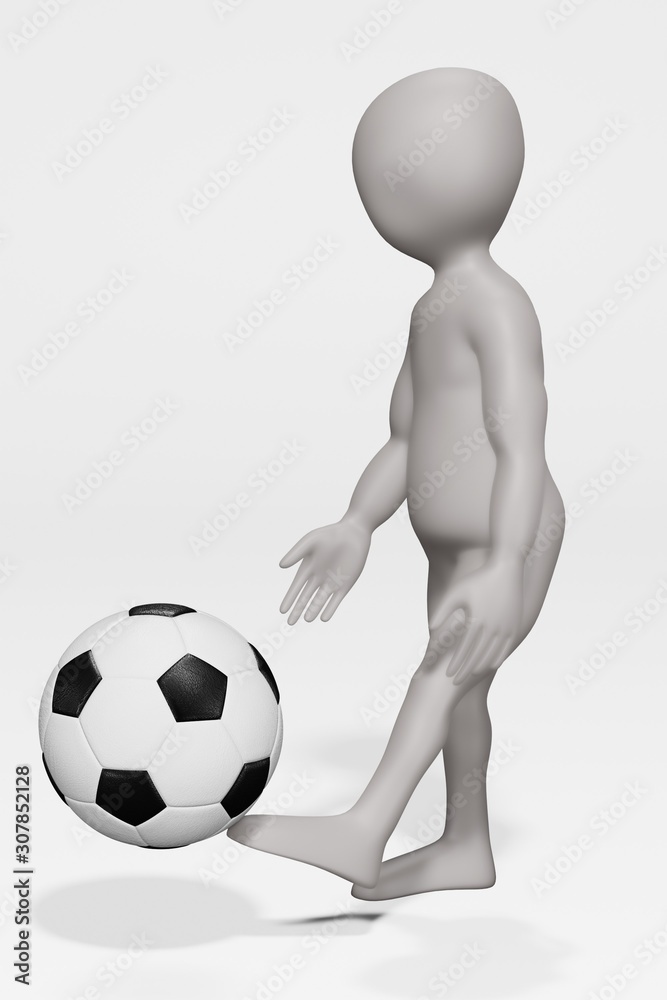 3D Render of Cartoon Character with Football 3D Render of Cartoon Character with Football
