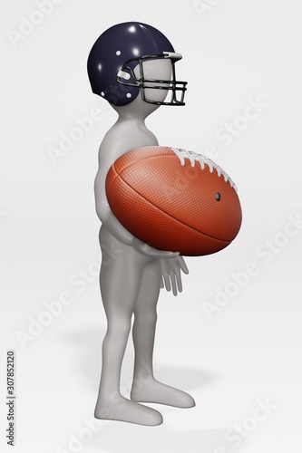 3D Render of Cartoon Character as a Football Player