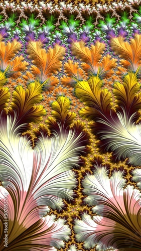 Artfully 3D rendering fractal  fanciful abstract illustration and colorful designed pattern and background