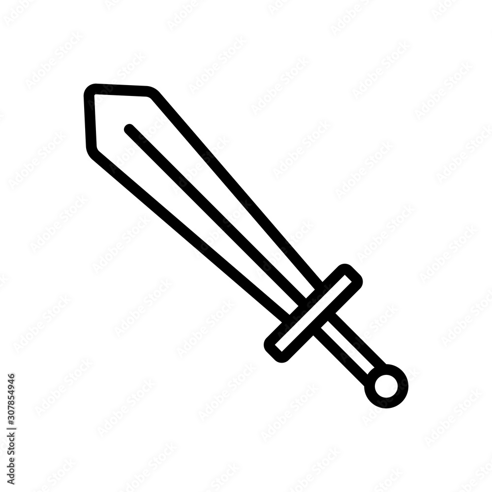 The sword knight is an icon vector. Thin line sign. Isolated contour symbol illustration