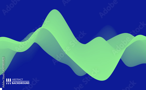 Abstract wavy background with modern gradient colors. Trendy liquid design. Motion sound wave. Vector illustration for banners, flyers and presentation.