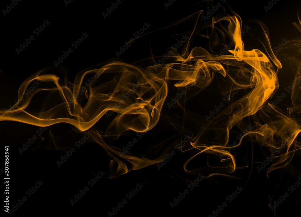 Yellow smoke abstract on black background, fire design Yellow smoke abstract on black background, fire design