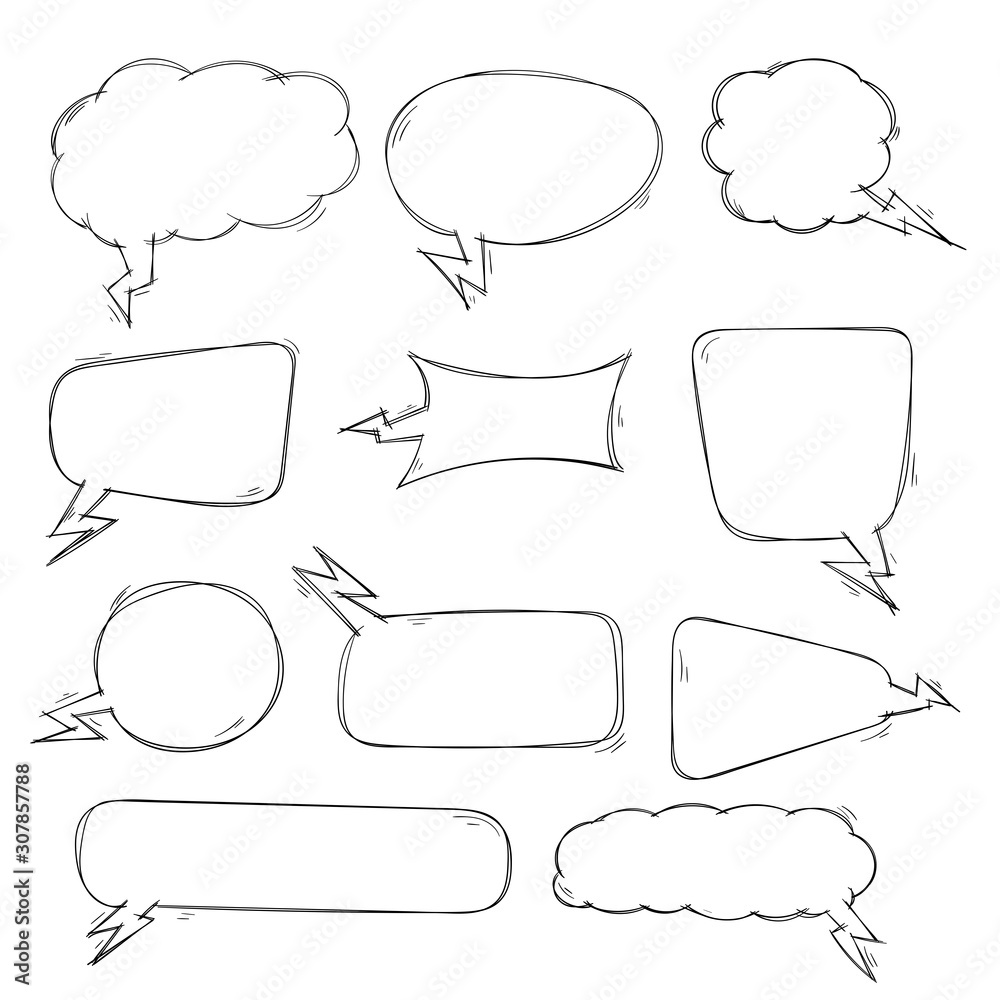 Obraz premium Speech bubbles. Hand drawn sketch