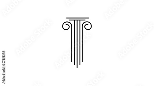Flat Antique Greek Pillar Line Art Icon