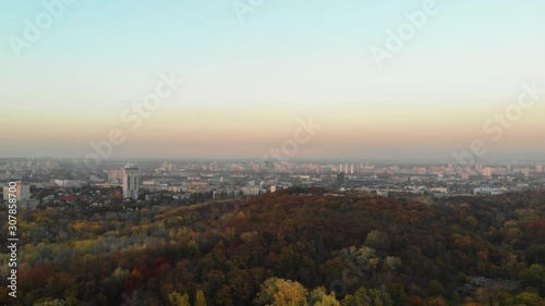 Kyiv, Ukraine. Famous travel destination Eastern Europe country. Video 4k footage. Aerial drone top vie.