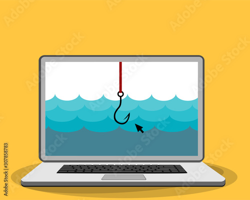 Laptop with click bait inside water 