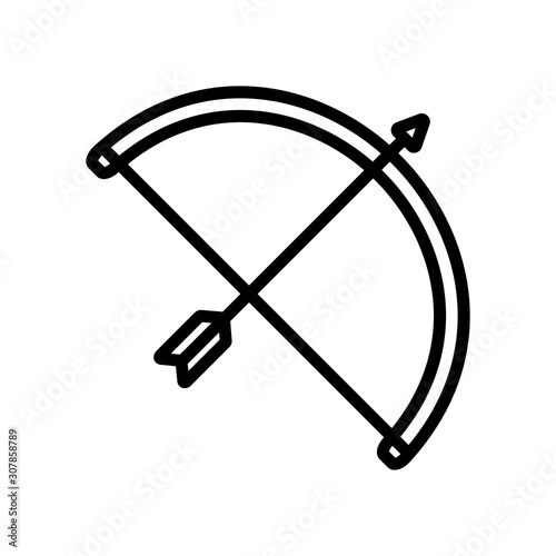 Weapons with arrows icon vector. Thin line sign. Isolated contour symbol illustration