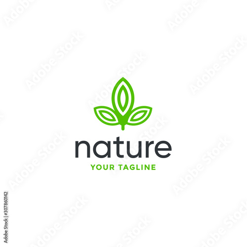 leaf nature logo design vector template on white background