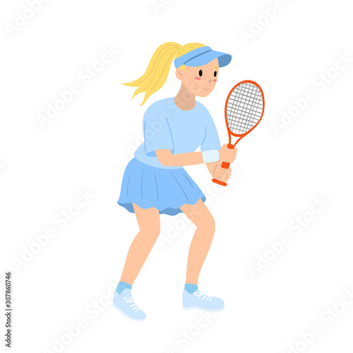 Girl tennis player isolated on a white background. Vector graphics. © Екатерина Зирина