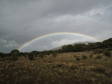 The rainbow in a Sierra de Gredos seen from Gallegos de Solmirón. Salamanca. Castile and Leon Spain