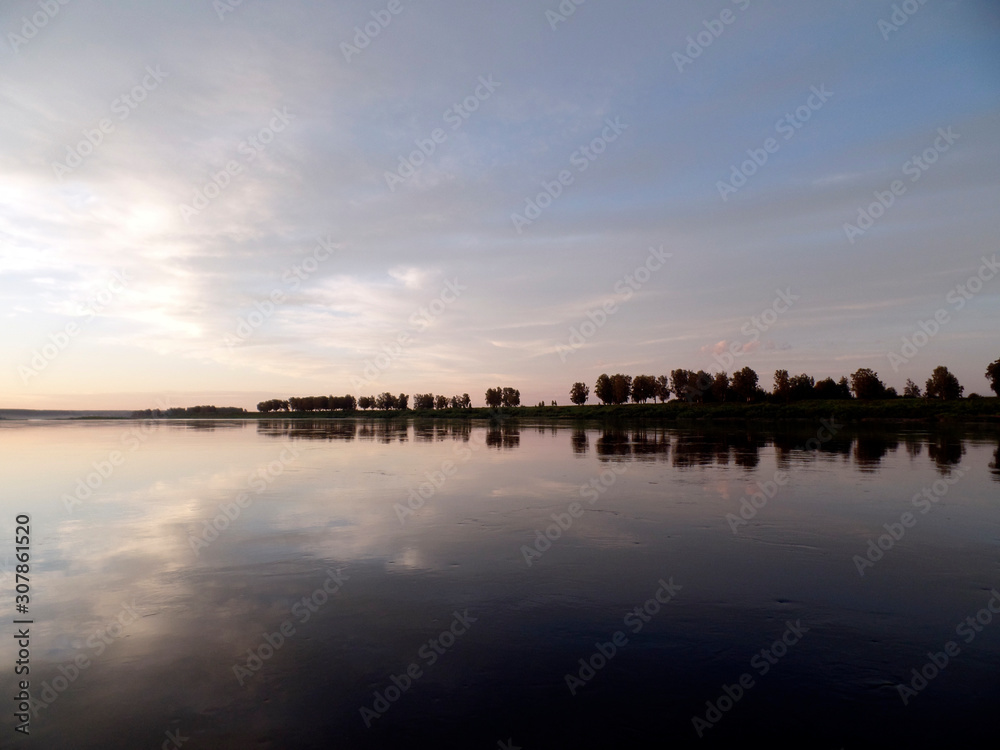  sunset over the river