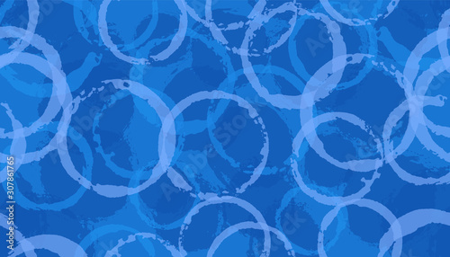 Faded watercolor circle stamps textile print. Round shape splotch overlapping elements vector 