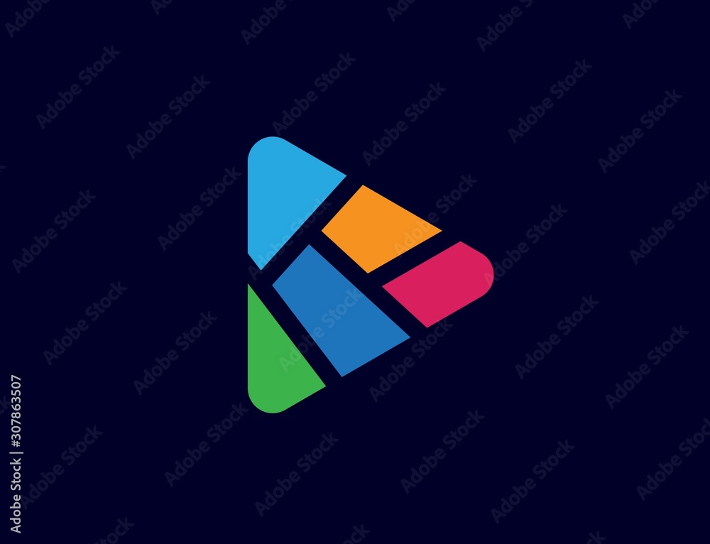 Triangle play button icon design flat illustration vector graphic
