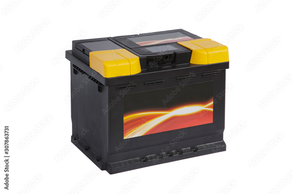 Fototapeta premium acid battery on a white background,car battery ,isolated,battery sales