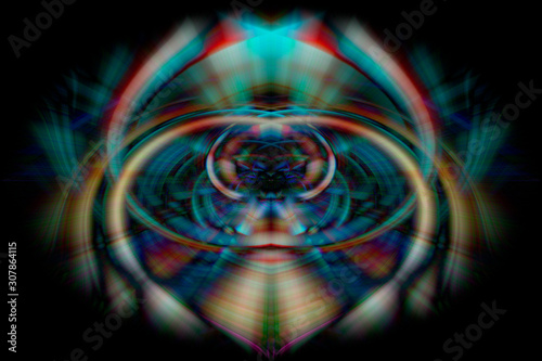 Symmetric abstract background with lines and waves slightly fuzzy with many colors