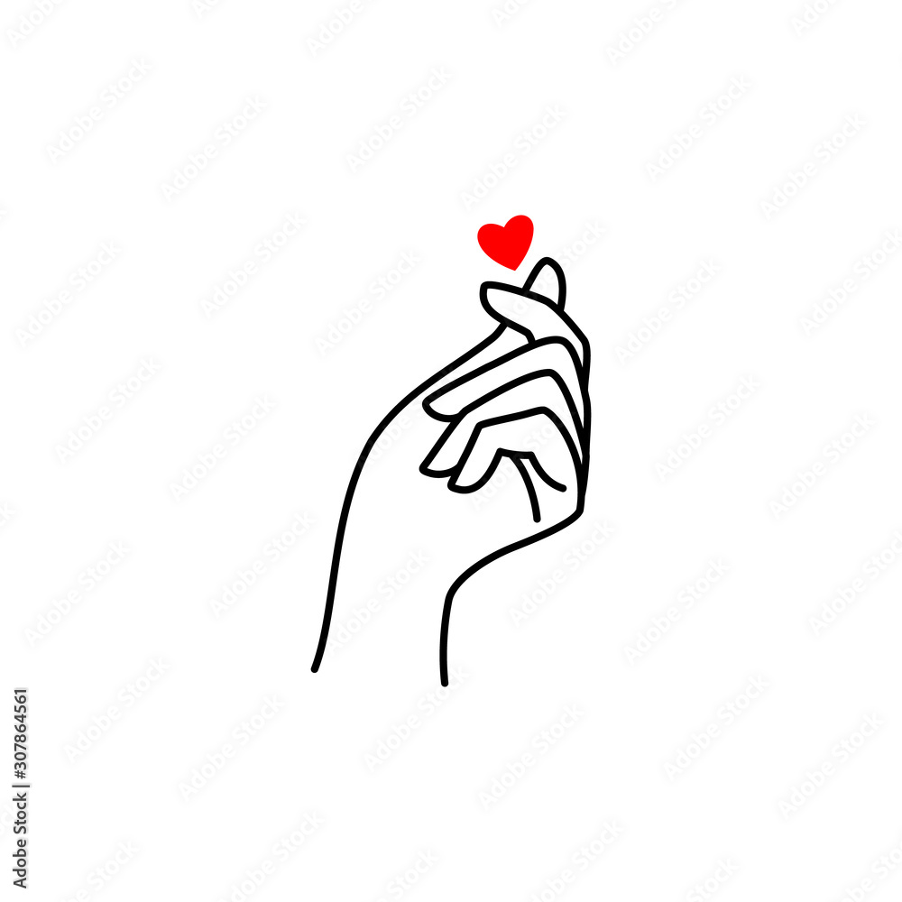 Korean love symbol mini heart. Vector Illustration of a female ...