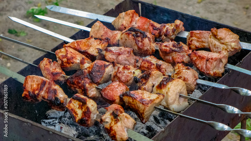 BBQ  meat on barbecue Close-up