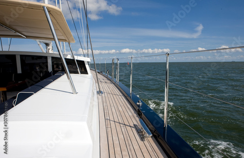 Sailing. Super sailingyacht at sea. Boat. 