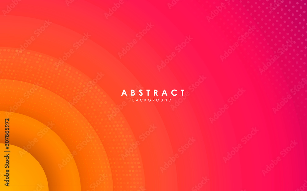 Abstract circle modern background gradient color. Yellow and pink gradient with halftone decoration. - obrazy, fototapety, plakaty 