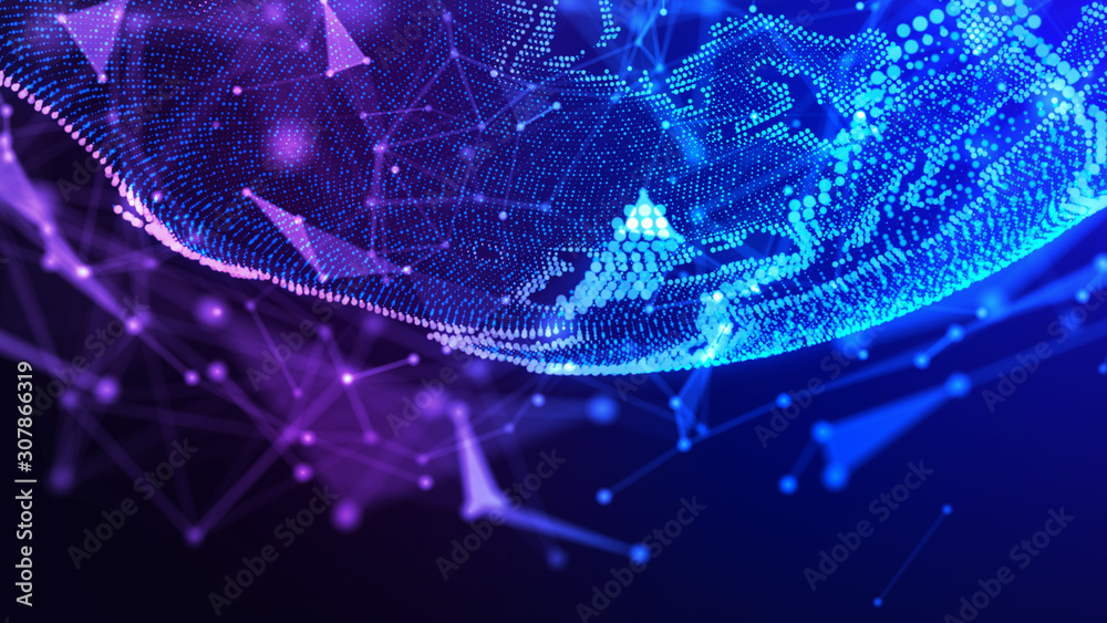 Network concept background with World map. Internet and technology. 3d illustration.