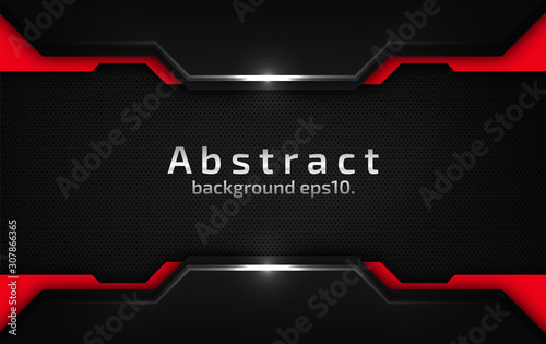 3d abstract modern  background dark black with luxury VIP and red color with line silver Sparkles glitter and gradient decoration shapes geometric Polished vector , design elements