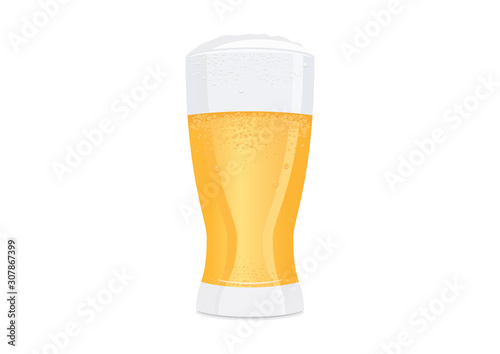 Full glass of beer with foam icon vector. Fresh frothy lager icon. Glass of beer icon isolated on white background