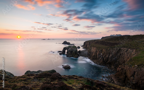Sunset at Land's End in Cornwall, UK