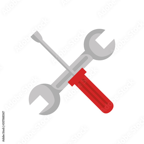wrench and screwdriver design, Construction work repair reconstruction industry build and project theme Vector illustration