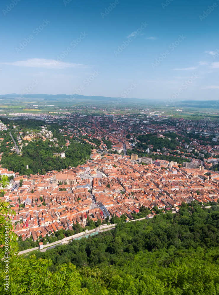 Brasov city in Transylvania on a perfect summer day