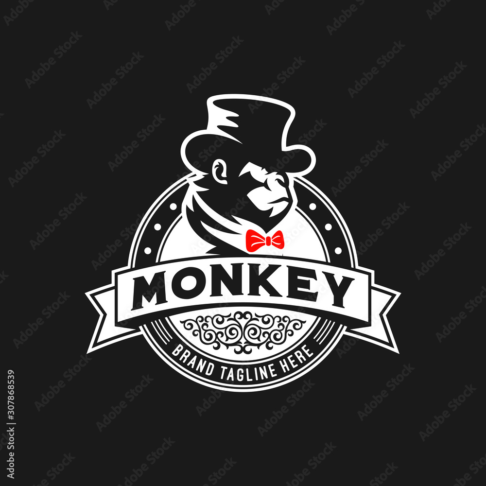 Monkey logo design vector illustrator Stock Vector | Adobe Stock