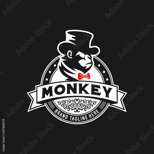 Monkey logo design vector illustrator